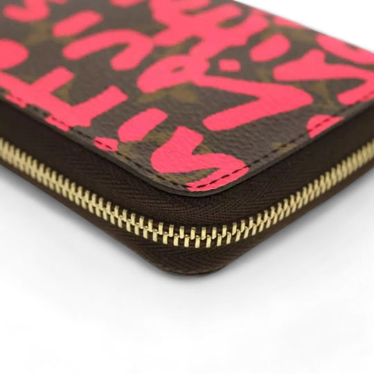 Louis Vuitton Monogram Graffiti Zippy Coin Purse Fuchsia Women's Wallet Brown Pink