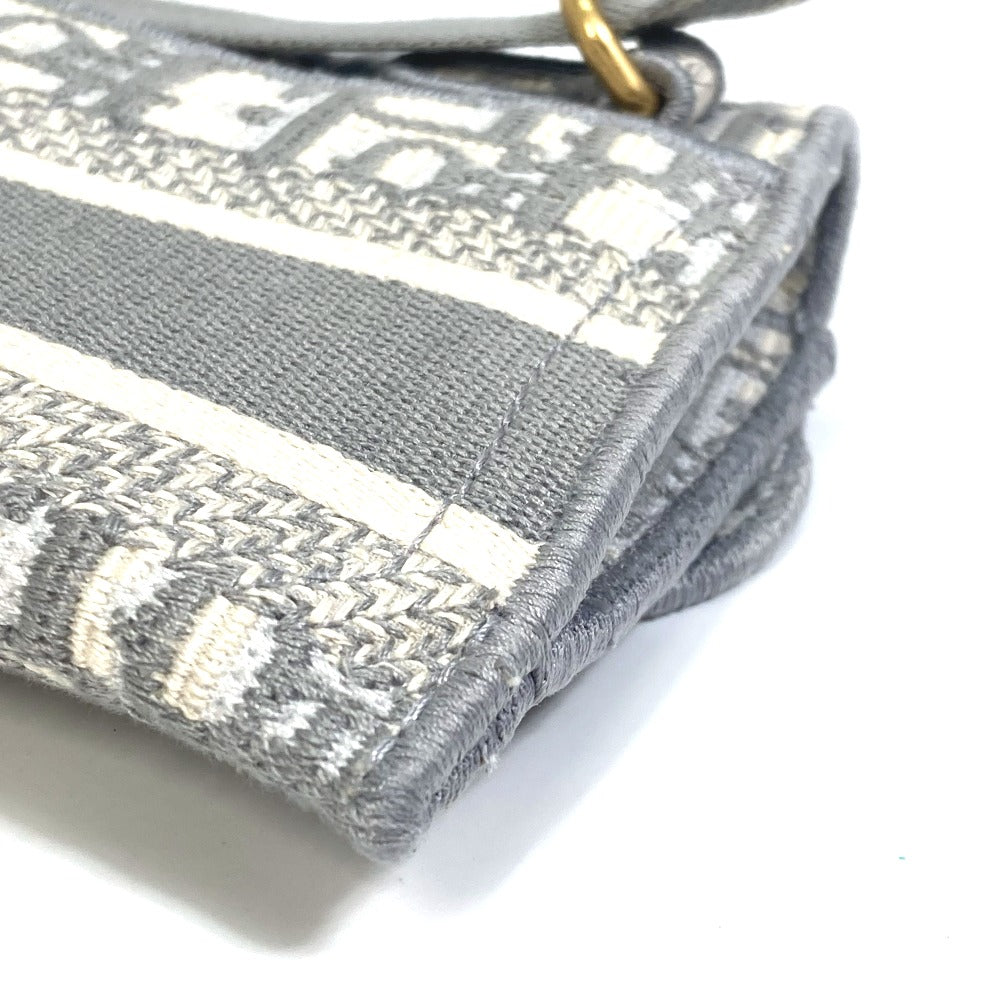 Dior Waist bag Jacquard gray Embroidery Oblique SADDLE saddle slim pouch mens Used Authentic