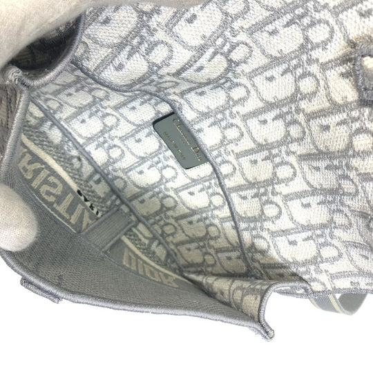 Dior Waist bag Jacquard gray Embroidery Oblique SADDLE saddle slim pouch mens Used Authentic