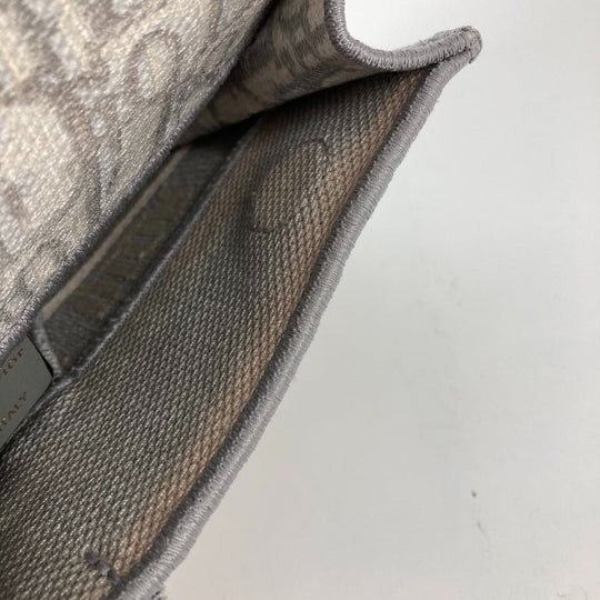 Dior Waist bag Jacquard gray Embroidery Oblique SADDLE saddle slim pouch mens Used Authentic