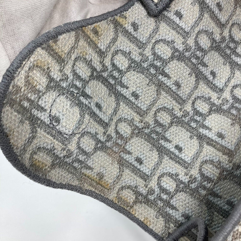 Dior Waist bag Jacquard gray Embroidery Oblique SADDLE saddle slim pouch mens Used Authentic
