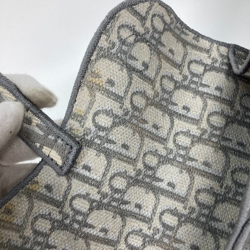 Dior Waist bag Jacquard gray Embroidery Oblique SADDLE saddle slim pouch mens Used Authentic