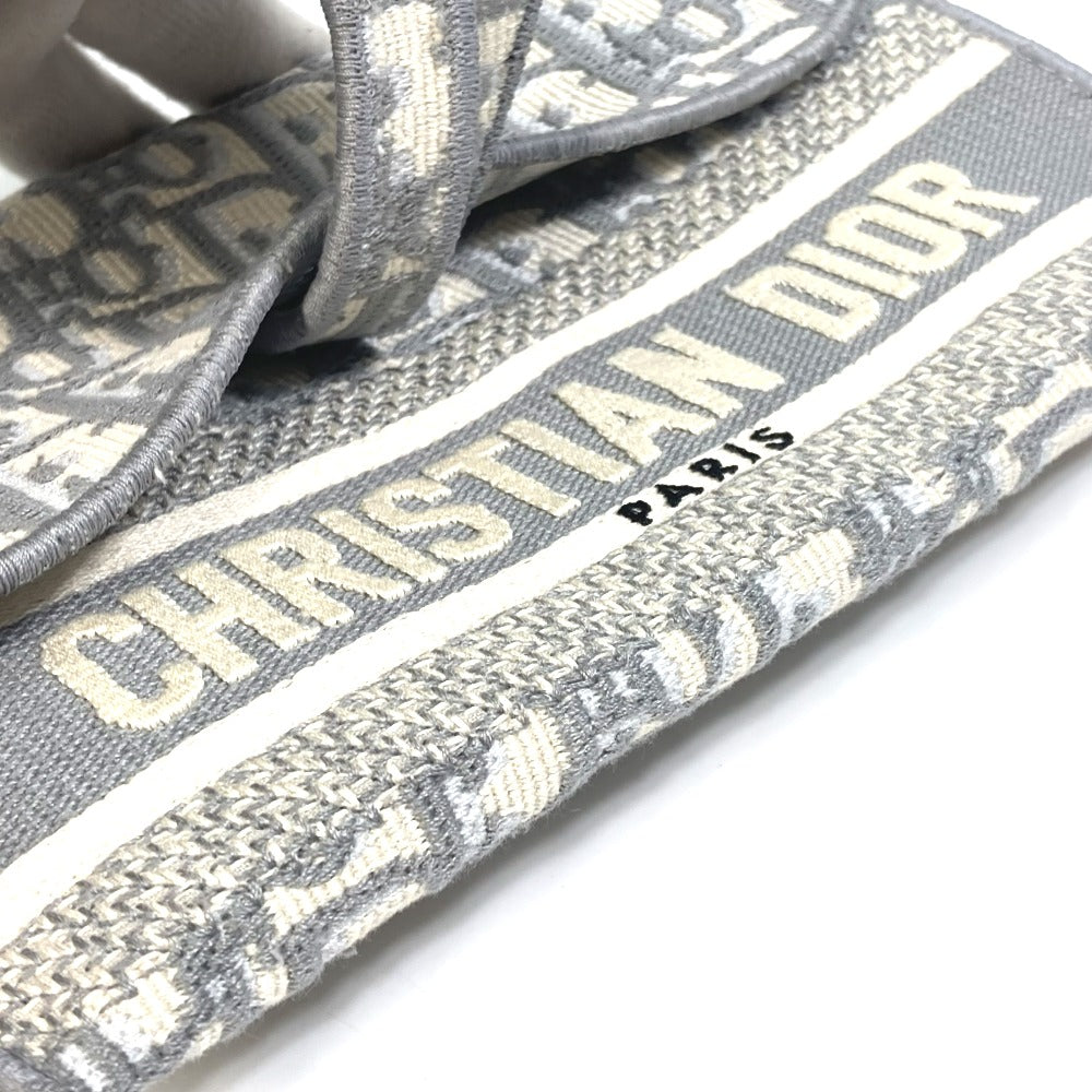 Dior Waist bag Jacquard gray Embroidery Oblique SADDLE saddle slim pouch mens Used Authentic