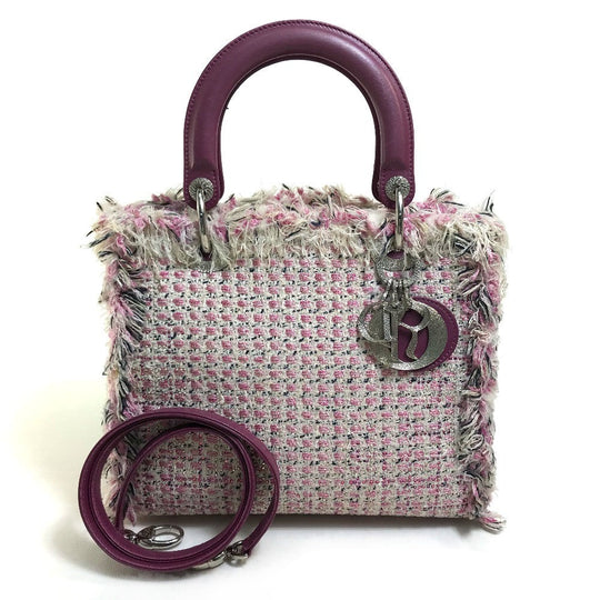 Dior Handbag tweed Pink x purple x white Ginza Limited Le Rose Bonheur (Happy Rose) Lady Dior Women Used Authentic