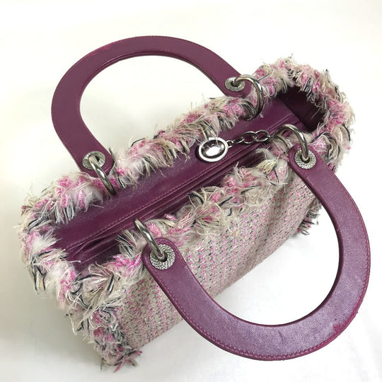 Dior Handbag tweed Pink x purple x white Ginza Limited Le Rose Bonheur (Happy Rose) Lady Dior Women Used Authentic
