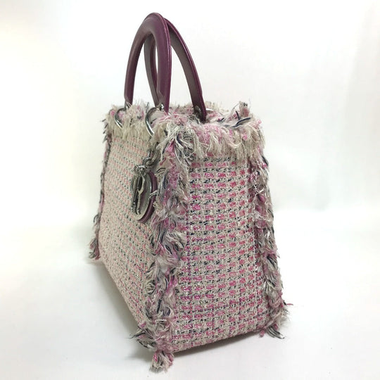Dior Handbag tweed Pink x purple x white Ginza Limited Le Rose Bonheur (Happy Rose) Lady Dior Women Used Authentic