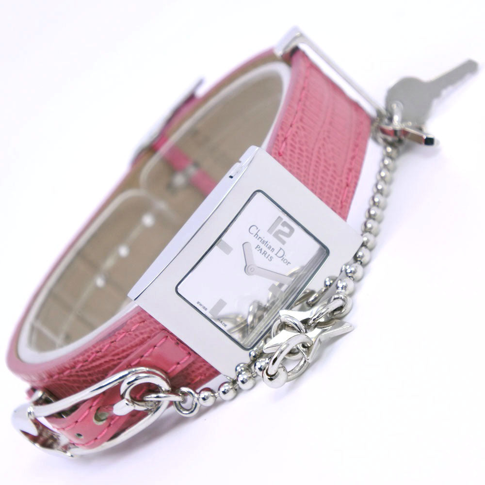 Dior Watches Quartz D78-109 Stainless Steel , Leather pink Maris Silver dial Women Used Authentic