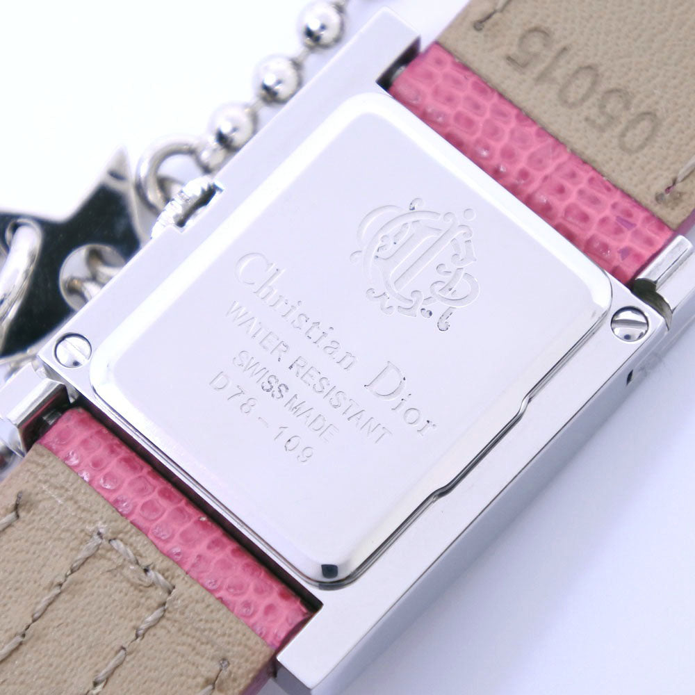 Dior Watches Quartz D78-109 Stainless Steel , Leather pink Maris Silver dial Women Used Authentic