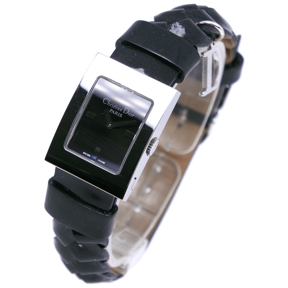 Christian Dior Watches Quartz D78-109 Stainless Steel , Leather Silver- Maris black dial Women Used Authentic