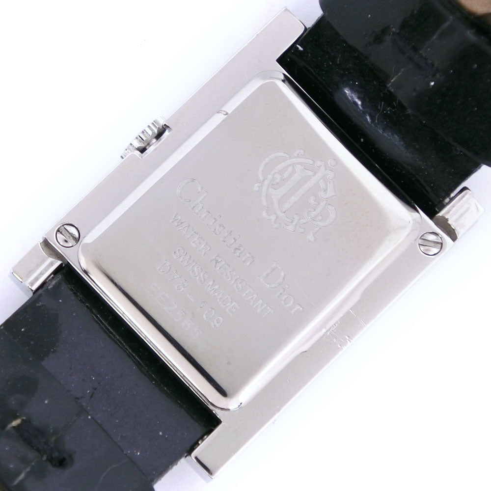 Christian Dior Watches Quartz D78-109 Stainless Steel , Leather Silver- Maris black dial Women Used Authentic