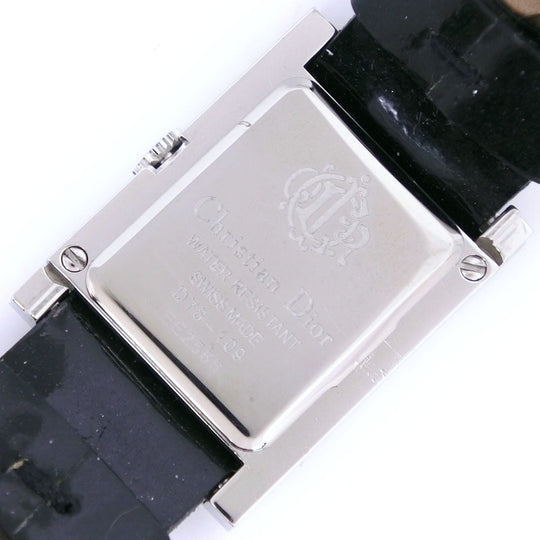 Christian Dior Watches Quartz D78-109 Stainless Steel , Leather Silver- Maris black dial Women Used Authentic