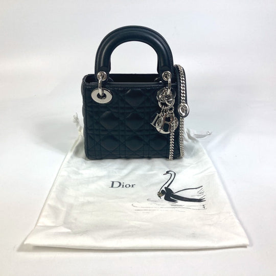 Dior Shoulder Bag leather black Lady Dior Cannage Mini