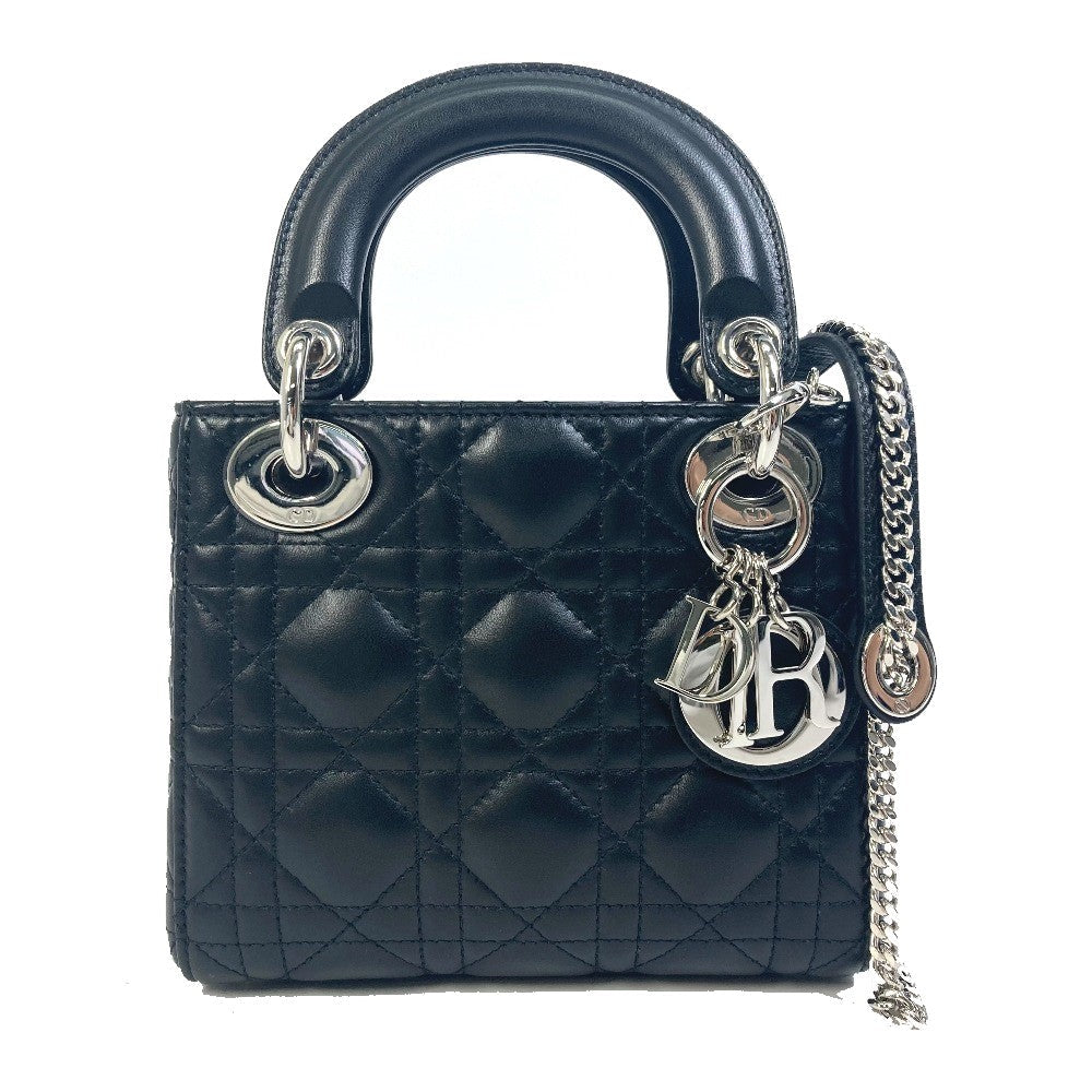 Dior Shoulder Bag leather black Lady Dior Cannage Mini
