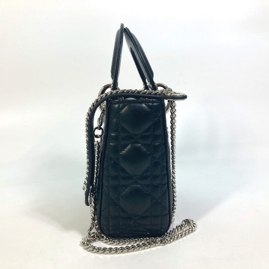 Dior Shoulder Bag leather black Lady Dior Cannage Mini