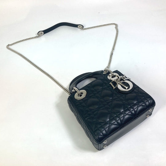 Dior Shoulder Bag leather black Lady Dior Cannage Mini