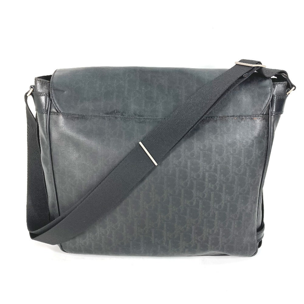DIOR HOMME Shoulder Bag PVC black Crossbody flap Trotter Oblique logo mens Used Authentic