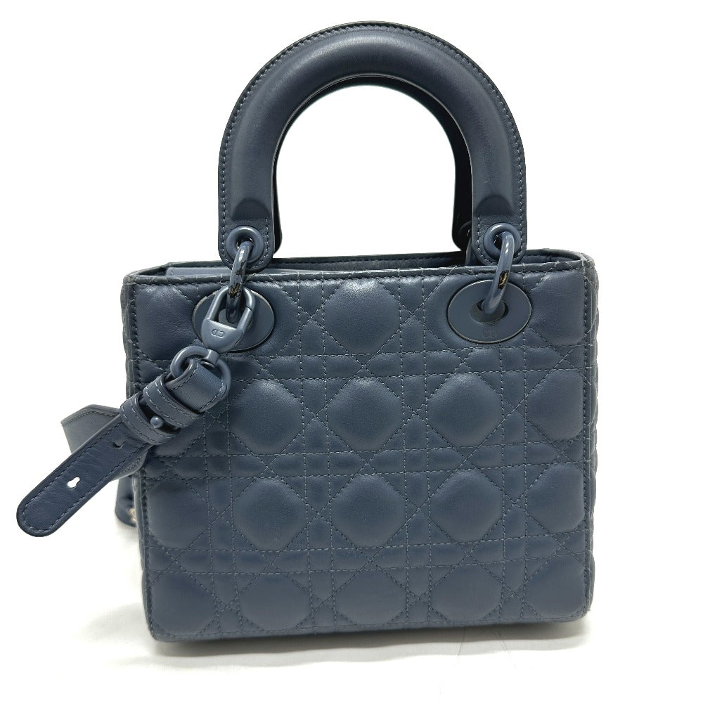 Dior Handbag lambskin blue Lady Dior Women Used Authentic