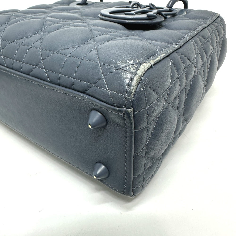 Dior Handbag lambskin blue Lady Dior Women Used Authentic