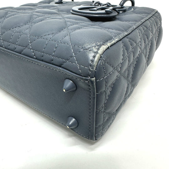Dior Handbag lambskin blue Lady Dior Women Used Authentic