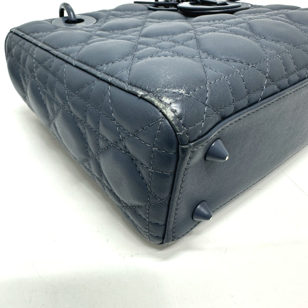 Dior Handbag lambskin blue Lady Dior Women Used Authentic