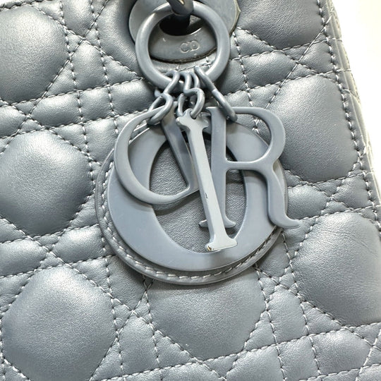 Dior Handbag lambskin blue Lady Dior Women Used Authentic