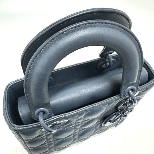 Dior Handbag lambskin blue Lady Dior Women Used Authentic