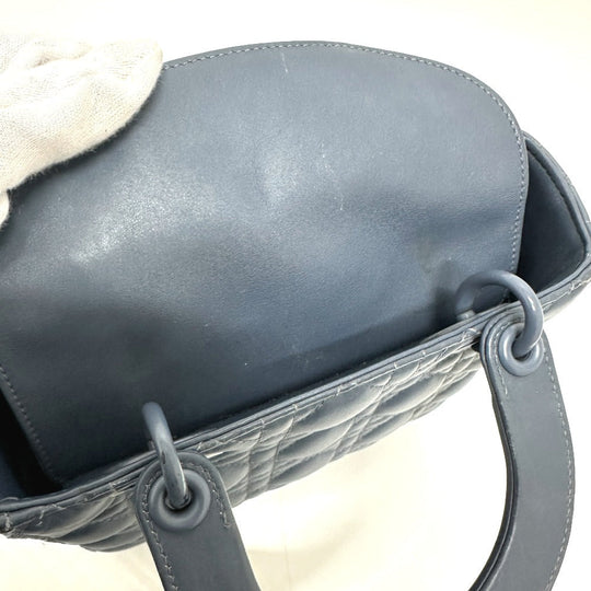 Dior Handbag lambskin blue Lady Dior Women Used Authentic