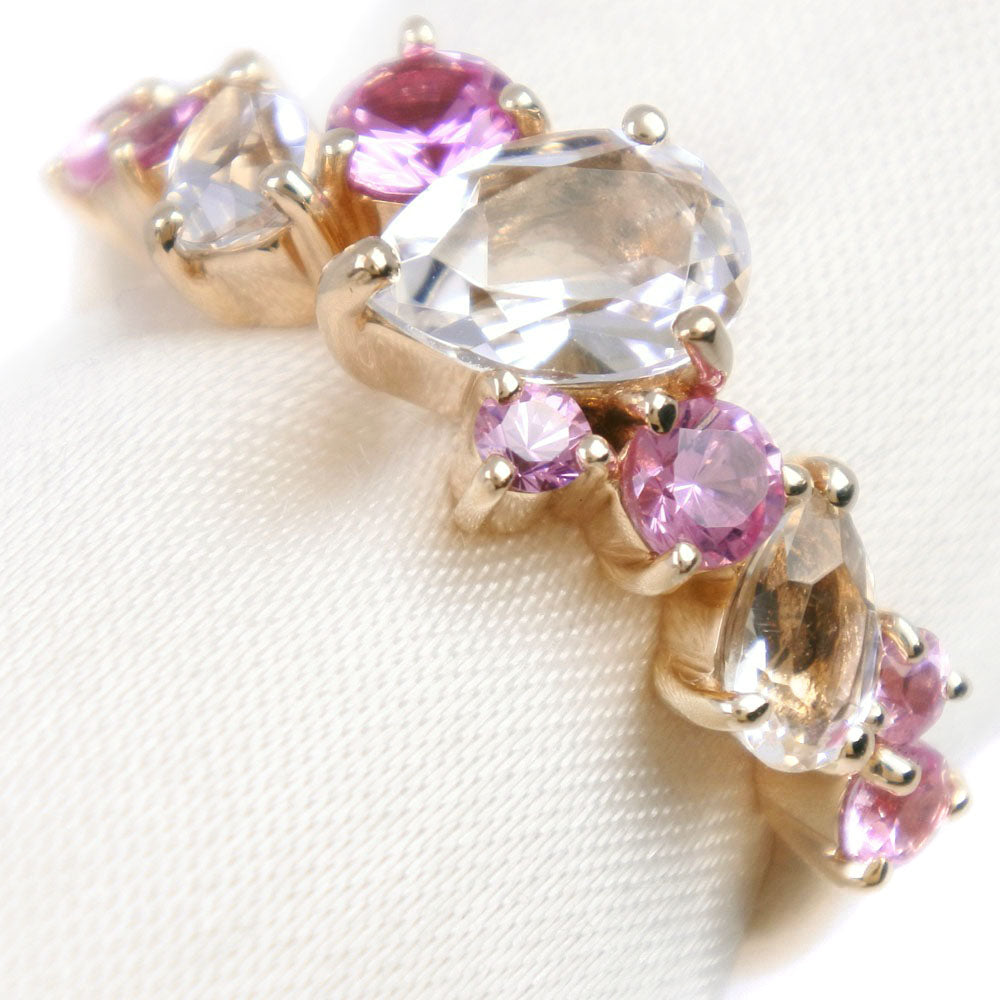 4℃ Ring K10 yellow gold pink Ruby diamond Women No. 10 Used Authentic