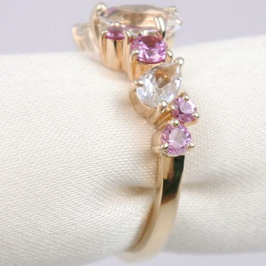 4℃ Ring K10 yellow gold pink Ruby diamond Women No. 10 Used Authentic