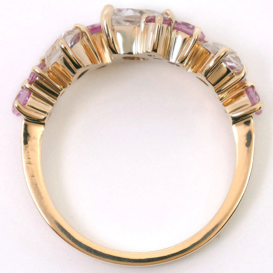 4℃ Ring K10 yellow gold pink Ruby diamond Women No. 10 Used Authentic