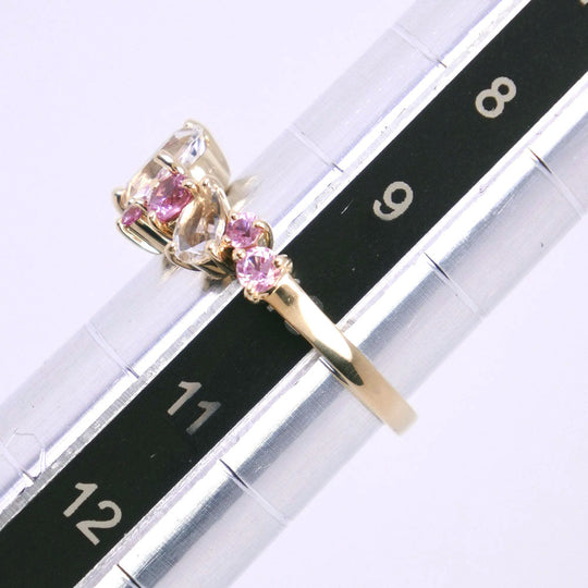4℃ Ring K10 yellow gold pink Ruby diamond Women No. 10 Used Authentic