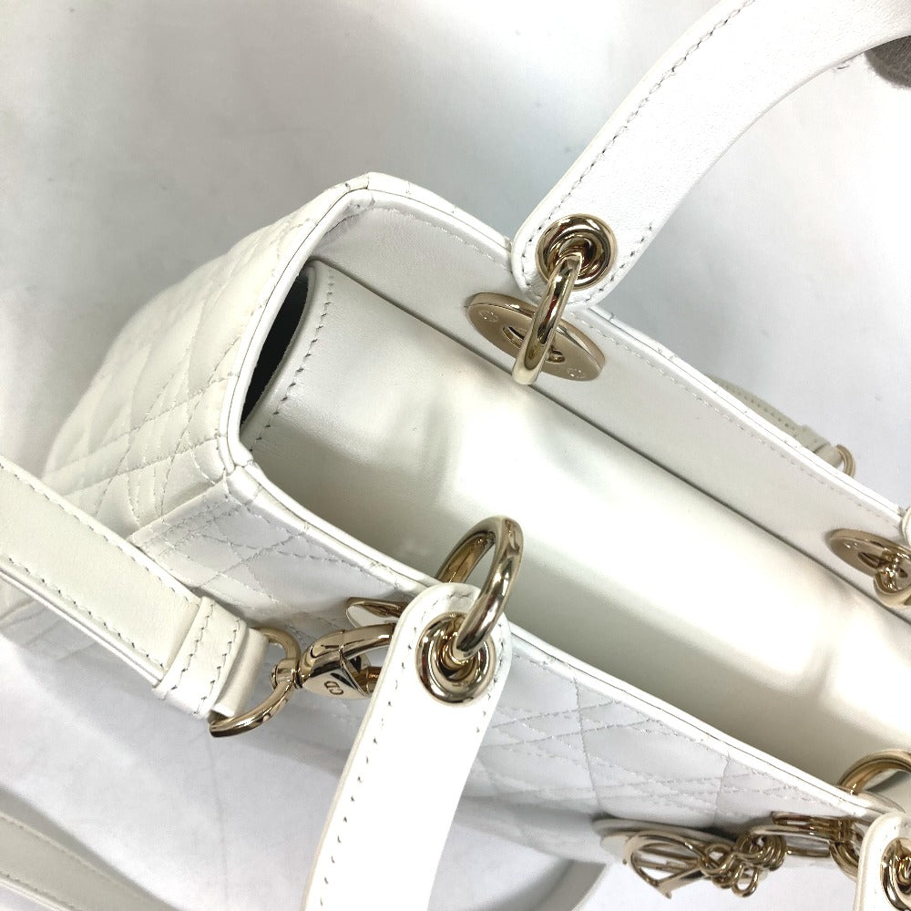 Dior Handbag M0565ONGE_M030 lambskin white LADY DIOR Lady Dior Canage Women Used Authentic