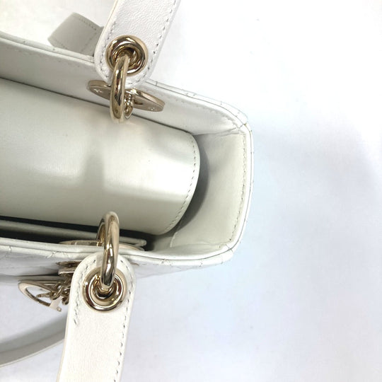 Dior Handbag M0565ONGE_M030 lambskin white LADY DIOR Lady Dior Canage Women Used Authentic