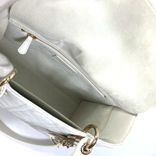 Dior Handbag M0565ONGE_M030 lambskin white LADY DIOR Lady Dior Canage Women Used Authentic