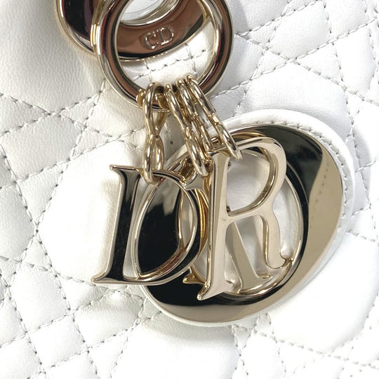 Dior Handbag M0565ONGE_M030 lambskin white LADY DIOR Lady Dior Canage Women Used Authentic