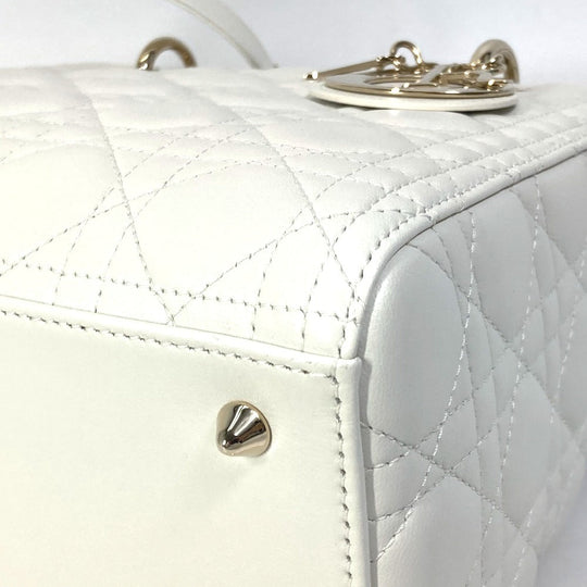 Dior Handbag M0565ONGE_M030 lambskin white LADY DIOR Lady Dior Canage Women Used Authentic