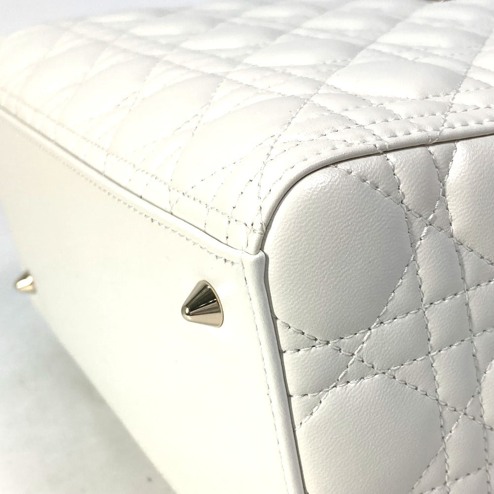 Dior Handbag M0565ONGE_M030 lambskin white LADY DIOR Lady Dior Canage Women Used Authentic