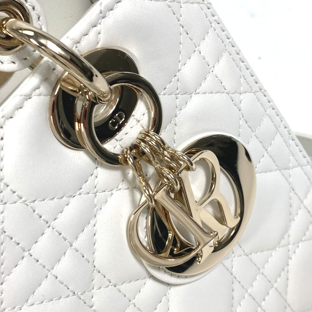 Dior Handbag M0565ONGE_M030 lambskin white LADY DIOR Lady Dior Canage Women Used Authentic