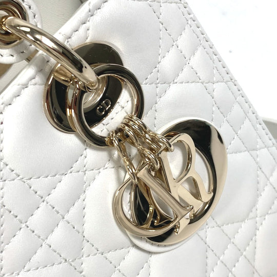 Dior Handbag M0565ONGE_M030 lambskin white LADY DIOR Lady Dior Canage Women Used Authentic