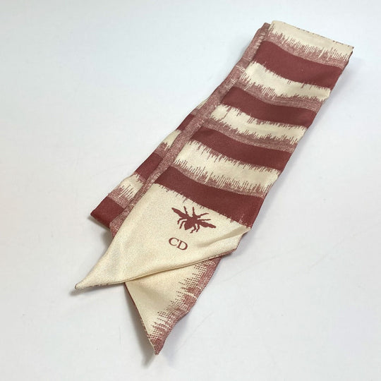 Dior scarf silk beige x dusty pink logo mitsa Women Used Authentic