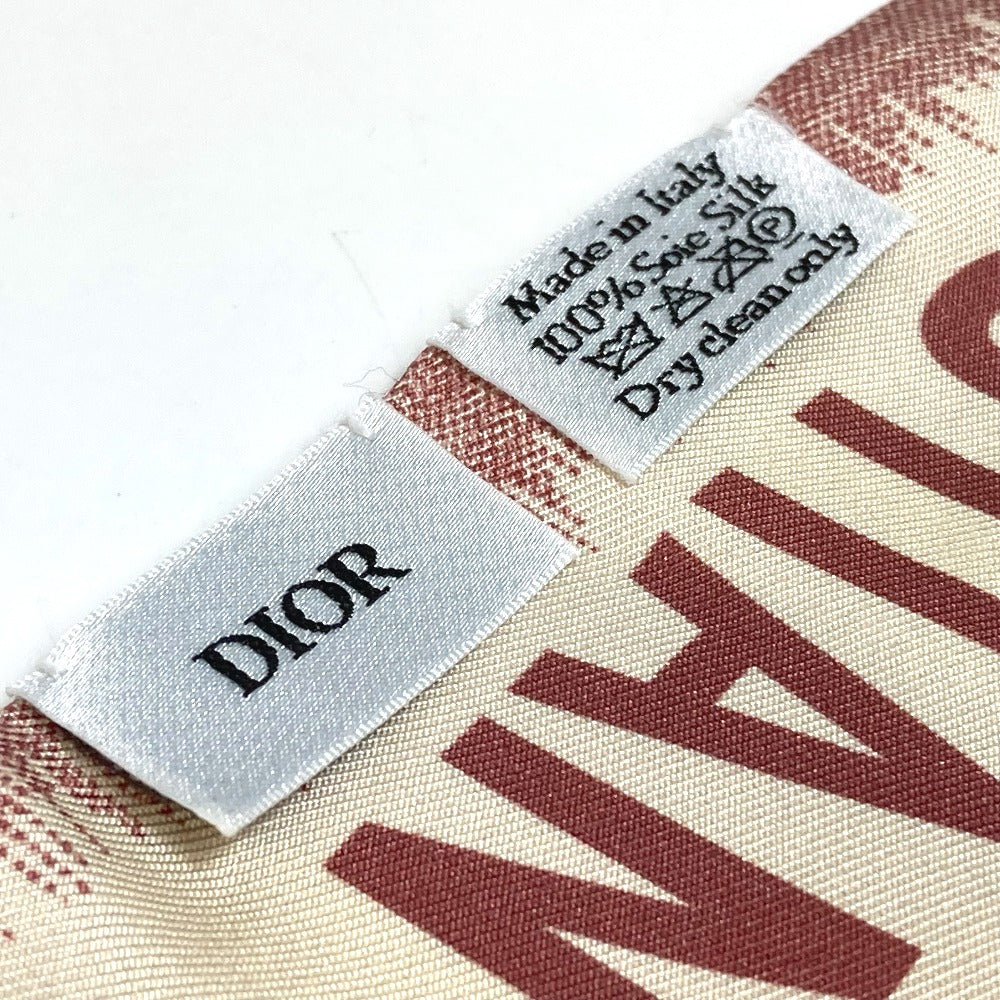 Dior scarf silk beige x dusty pink logo mitsa Women Used Authentic