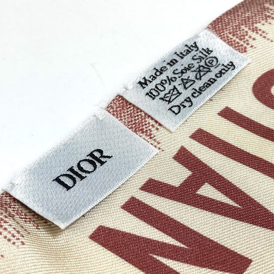 Dior scarf silk beige x dusty pink logo mitsa Women Used Authentic