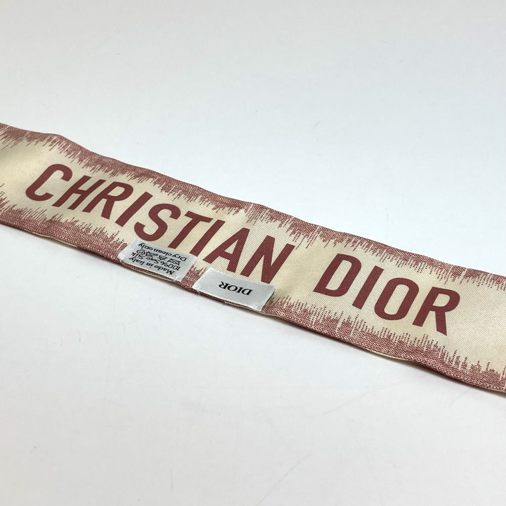 Dior scarf silk beige x dusty pink logo mitsa Women Used Authentic
