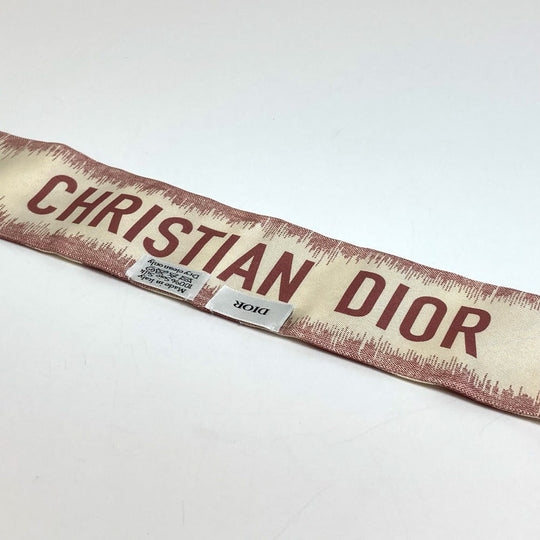 Dior scarf silk beige x dusty pink logo mitsa Women Used Authentic