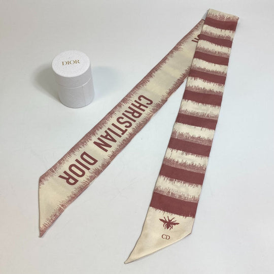 Dior scarf silk Pink x Beige Mitsua Women Used Authentic