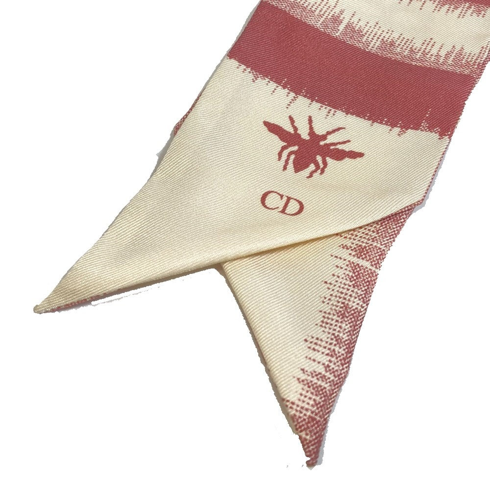 Dior scarf silk Pink x Beige Mitsua Women Used Authentic