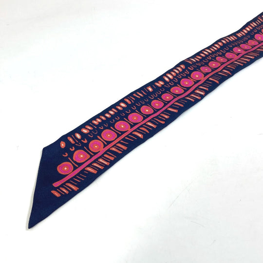 Dior scarf silk Navy Mitsua Women Used Authentic