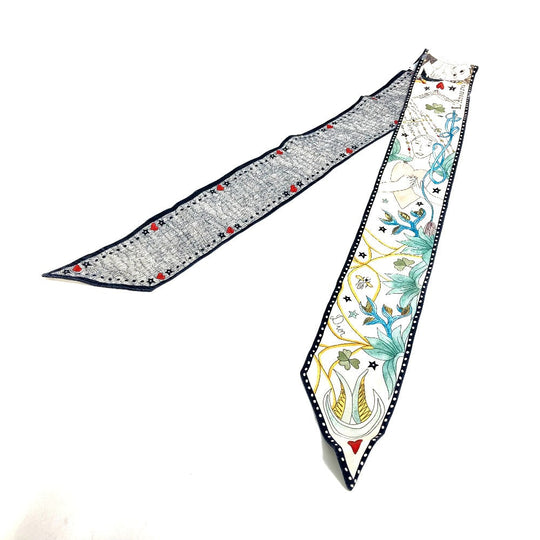 Dior scarf silk multicolor Heart Pattern Mitsua Women Used Authentic