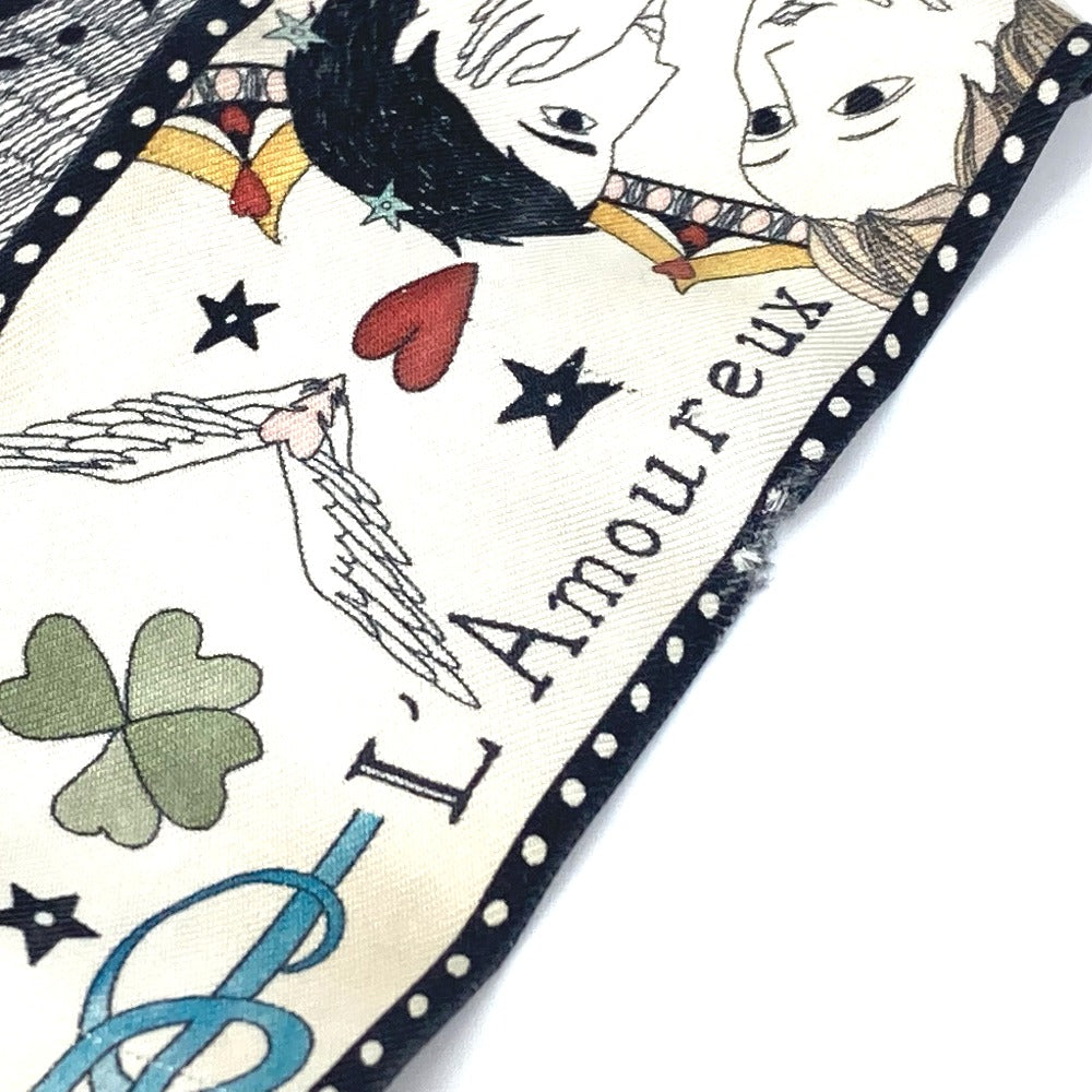 Dior scarf silk multicolor Heart Pattern Mitsua Women Used Authentic