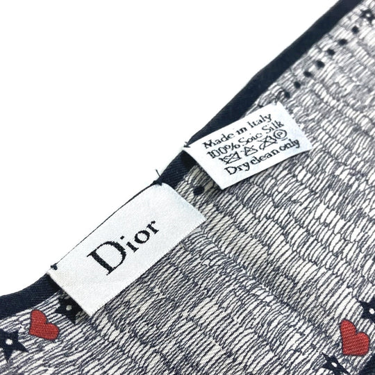 Dior scarf silk multicolor Heart Pattern Mitsua Women Used Authentic